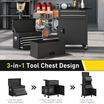 Three-Part Steel Locking Tool Chest - Black