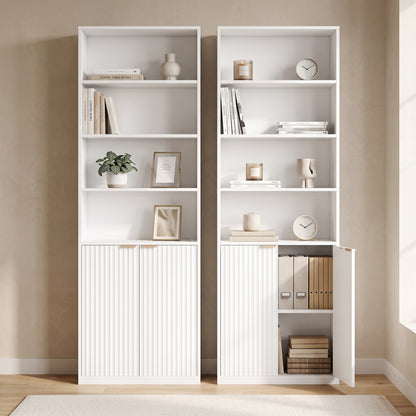 Bookcase Adjustable Shelf Bookshelf Anti-Tip Hardware 6-Tier, White