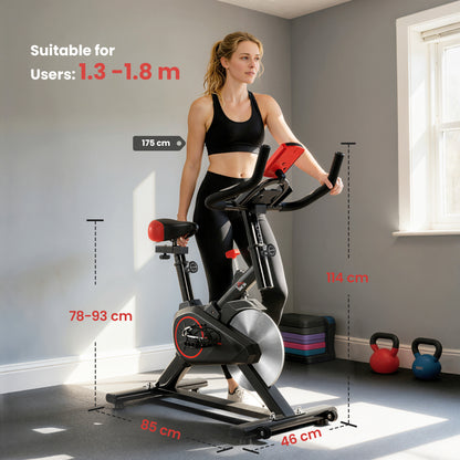 Indoor Upright Exercise Bike Machine, with Adjustable Seat, Resistance, Handlebar, LCD Display