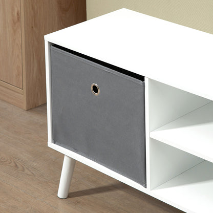TV Cabinet Stand Unit for TVs up to 50'' with Foldable Drawers, Entertainment Centre for Living Room White