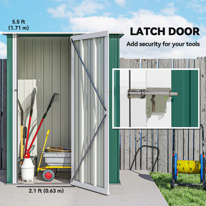 5ft x 3ft Garden Storage Shed, Galvanised Outdoor Metal Shed Waterproof with Sloped Roof, Lockable Door for Patio Tools