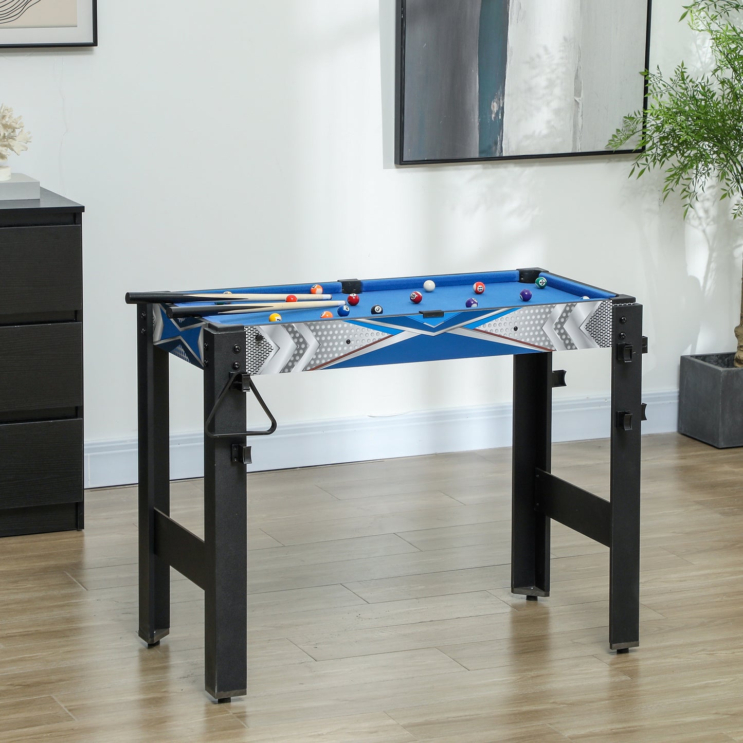 5-in-1 Multi Games Table, with Pool, Table Tennis, Basketball, Hockey, Archery, Blue
