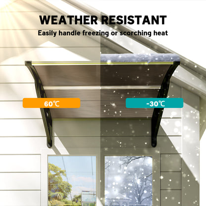Front Door Canopy, Outdoor Awning, Rain Shelter for Window, Porch and Front/Back Door, 103 x 96.5 cm, Brown