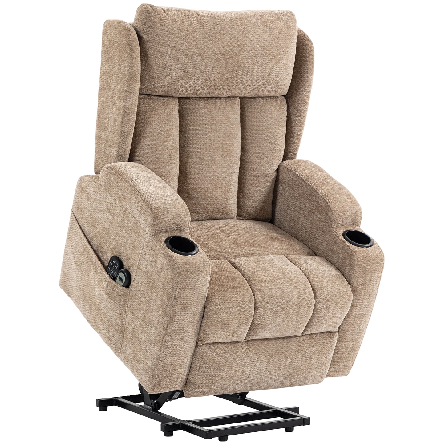 Power Lift Recliner Chair with Vibration Massage and Heat, Chenille Riser and Recliner Armchair for Elderly, Brown
