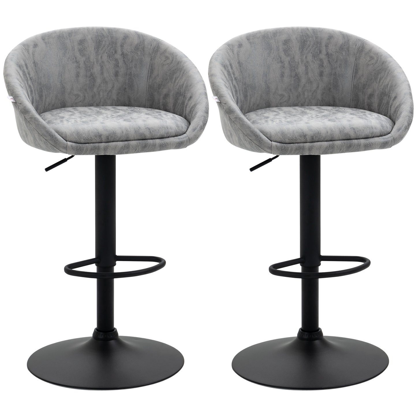 Modern Bar Stools Set of 2, Height Adjustable Swivel Barstools, PU Leather Upholstered Bar Chair with Backrest