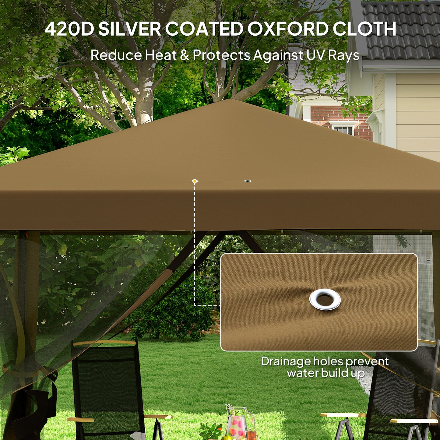 3 x 3 m Pop Up Gazebo, 420D Garden Tent Canopy with Removable Mesh Sidewall Netting, Carry Bag for Garden Patio Outdoor