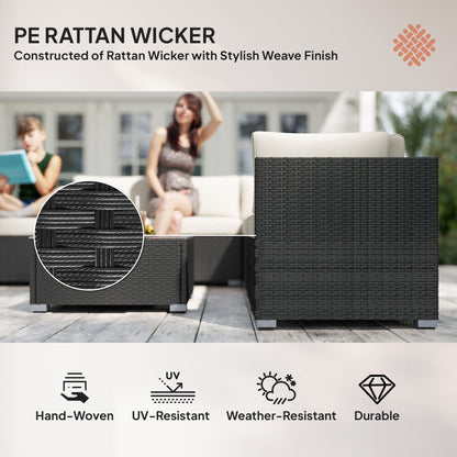 8 Piece Rattan Corner Sofa Set with Wide & Deep Seat, Assembled Aluminium PE Rattan Garden Furniture Set
