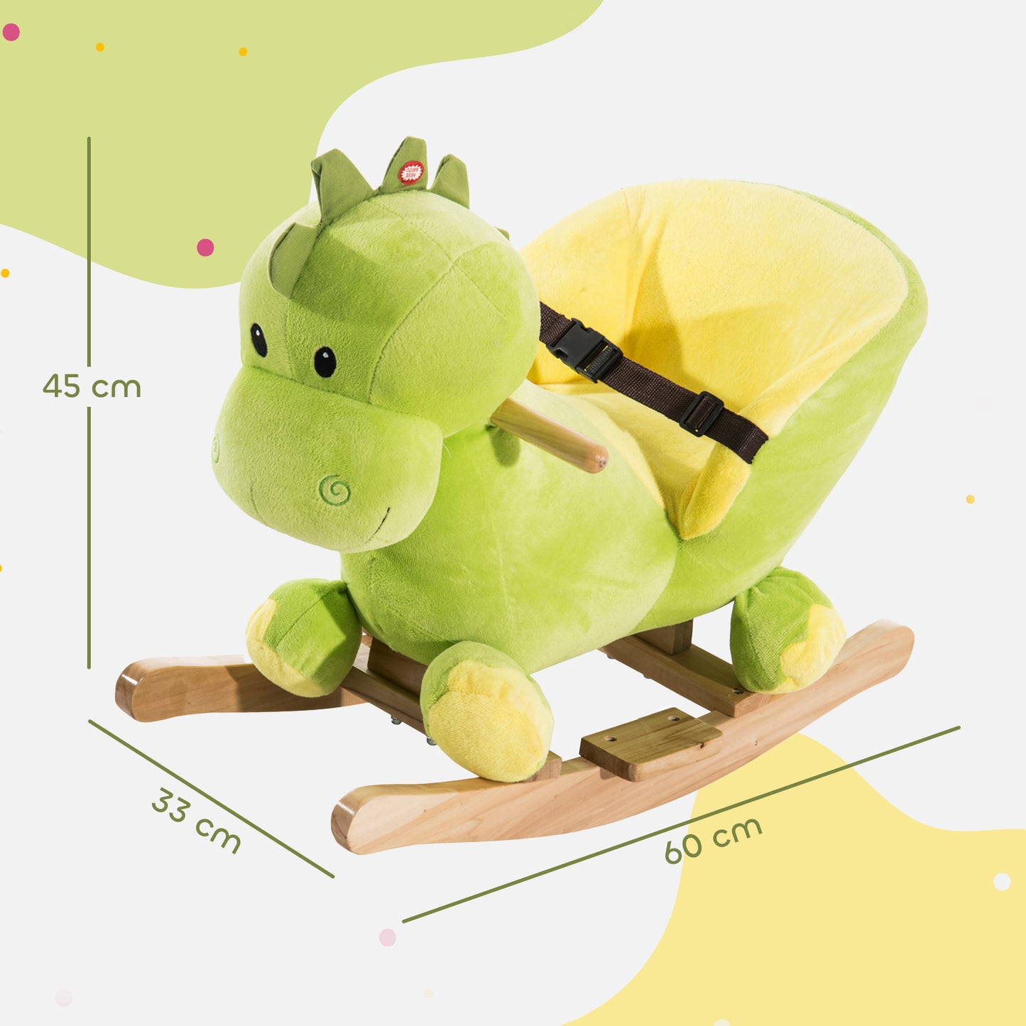 Kids Rocking Horse, Plush Ride-On Dinosaur Seat, with Seat Seat Belt, 32 Songs, Ride-On Horse