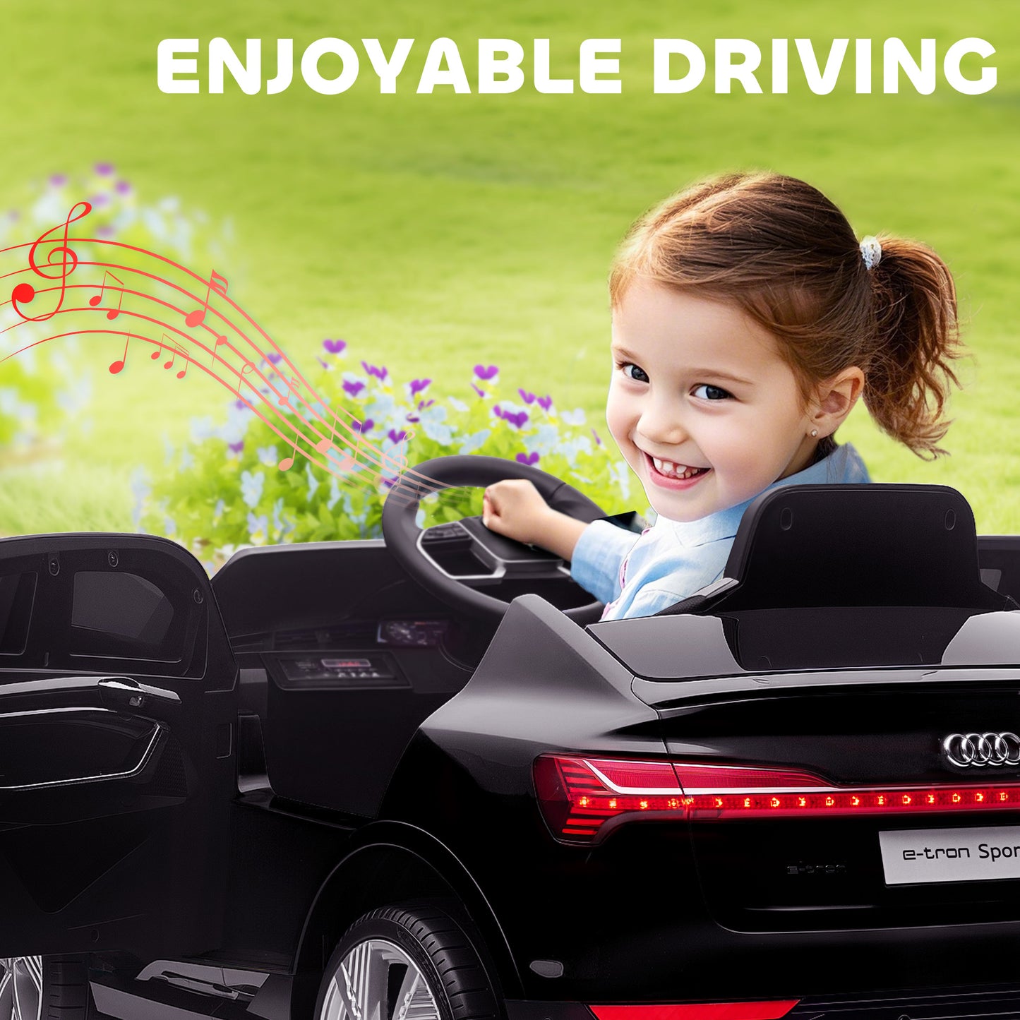 Audi E-tron Licensed 12V Kids Electric Ride on, Electric Car for Kids, with Parental Remote, Music Lights MP3