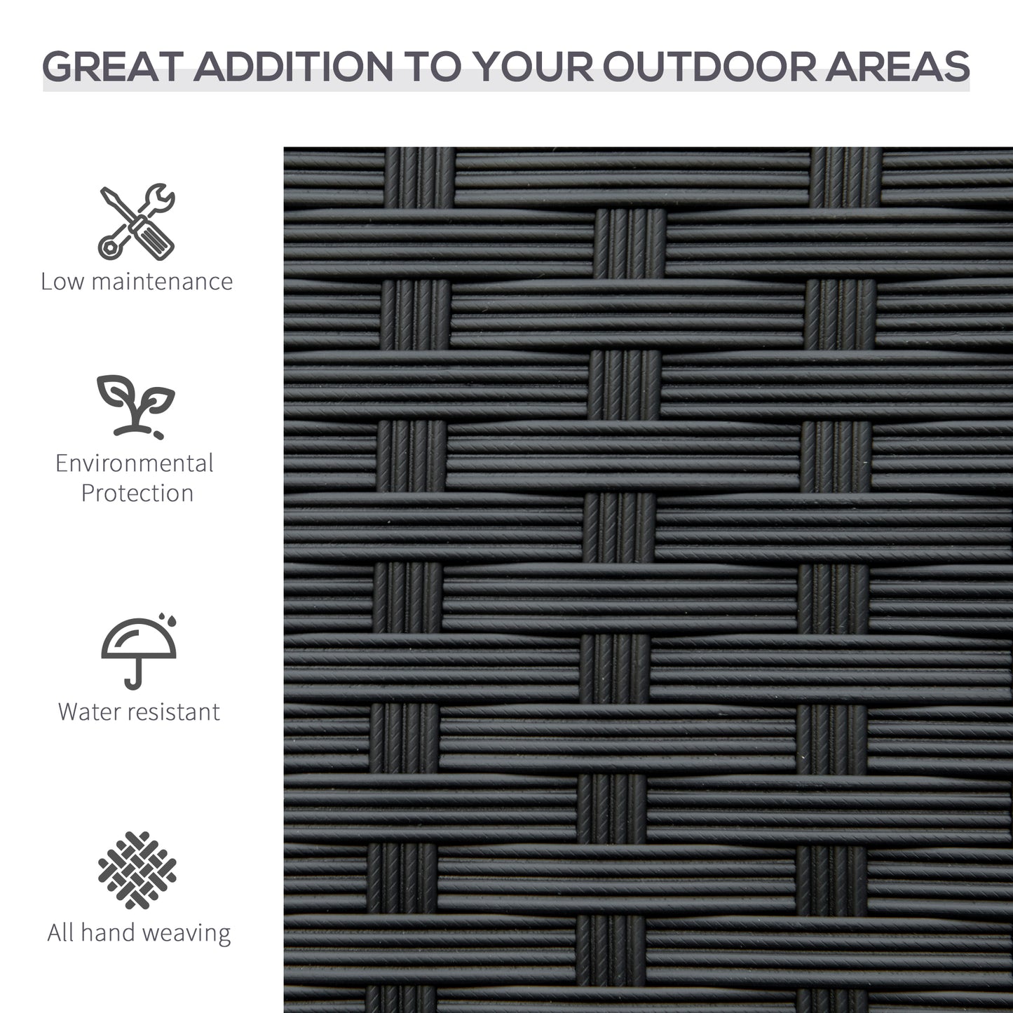 2 Seater Poly Rattan Garden Bench, All Weather Wicker Garden Loveseat, Outdoor Seating Bench with 240 Load Capacity