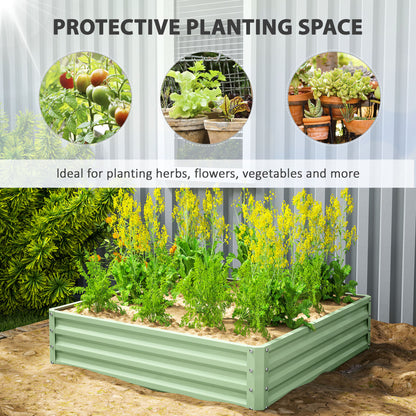 Square Raised Garden Bed Box with Weatherized Steel Frame for Vegetables, Flowers, & Herbs, 120 x 120 x 30cm, Light Green