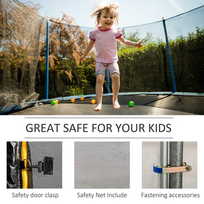 13ft Trampoline Net Replacement Safety Net Enclosure Net Spare w/ 8 Poles