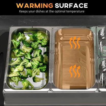 4 Tray Electric Food Warmer Buffet Server with Warming Plate, Cool Touch Handles, Adjustable Temperature, 300W