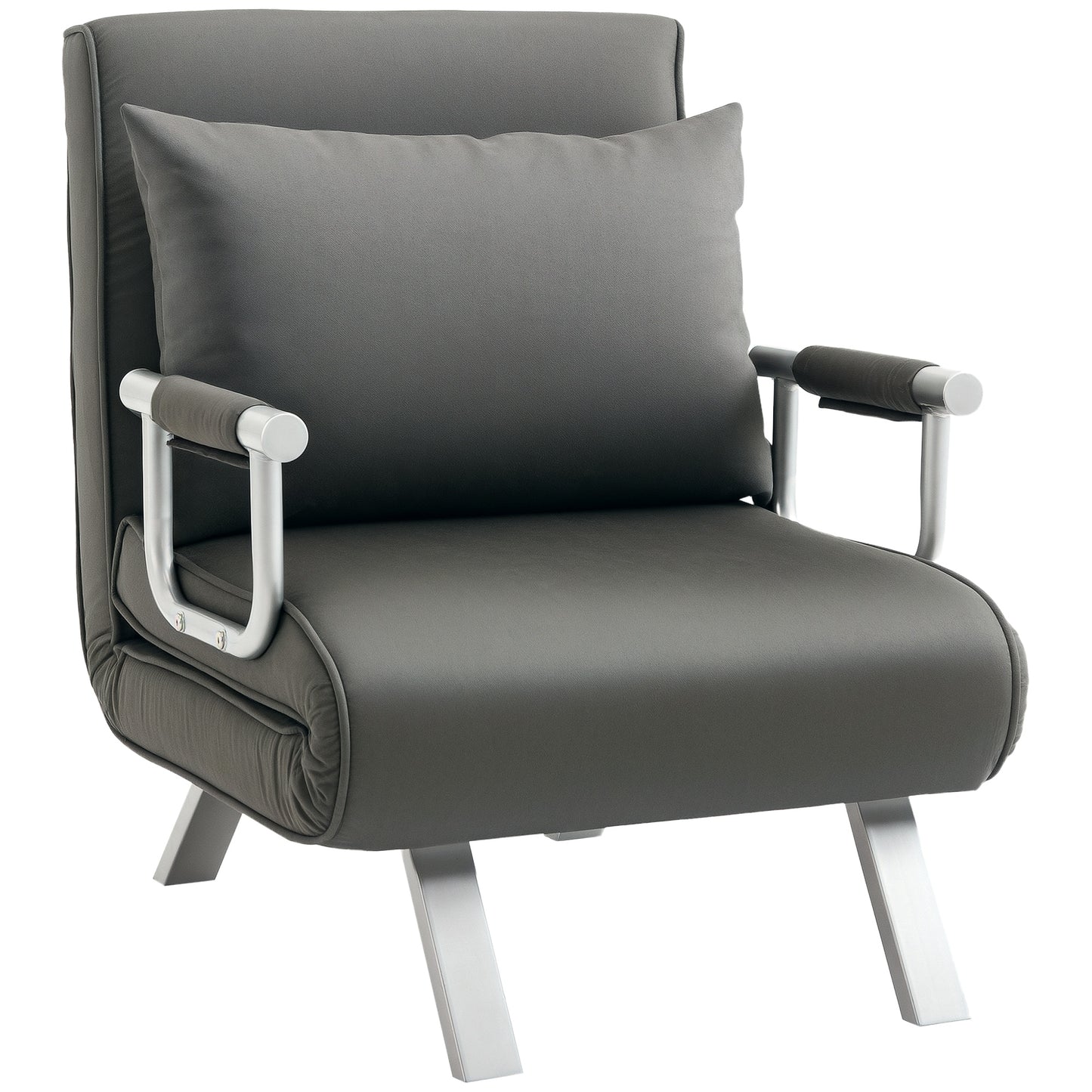 4-in-1 Faux Suede Chair Bed - Grey