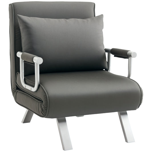 4-in-1 Faux Suede Chair Bed - Grey