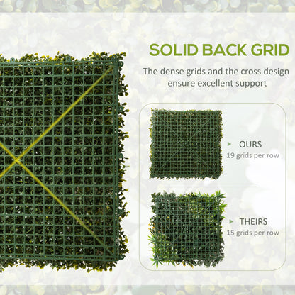 12PCS Artificial Boxwood Wall Panels 50cm x 50cm Grass Privacy Fence Screen Faux Hedge Greenery Backdrop Encrypted Milan Gras