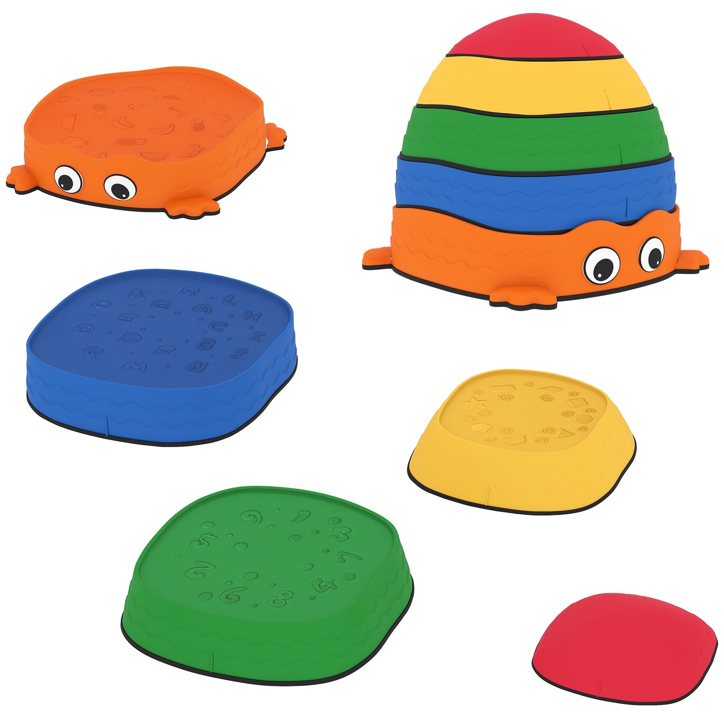 5PCS Sensory Stepping Stones for Toddlers, Frog-Shaped Kids Stepping Stones Set with Anti-Slip Edging for Ages 2-8