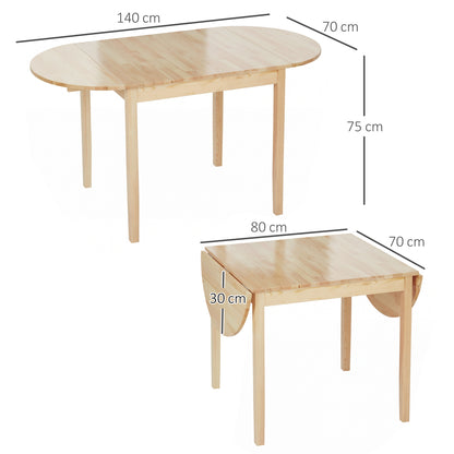 4-6 Person Wooden Drop-Leaf Table - Natural Finish