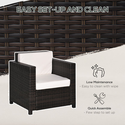 Single Seater Rattan Chair, PE Wicker Garden Armchair with 10 cm Thickened Cushion