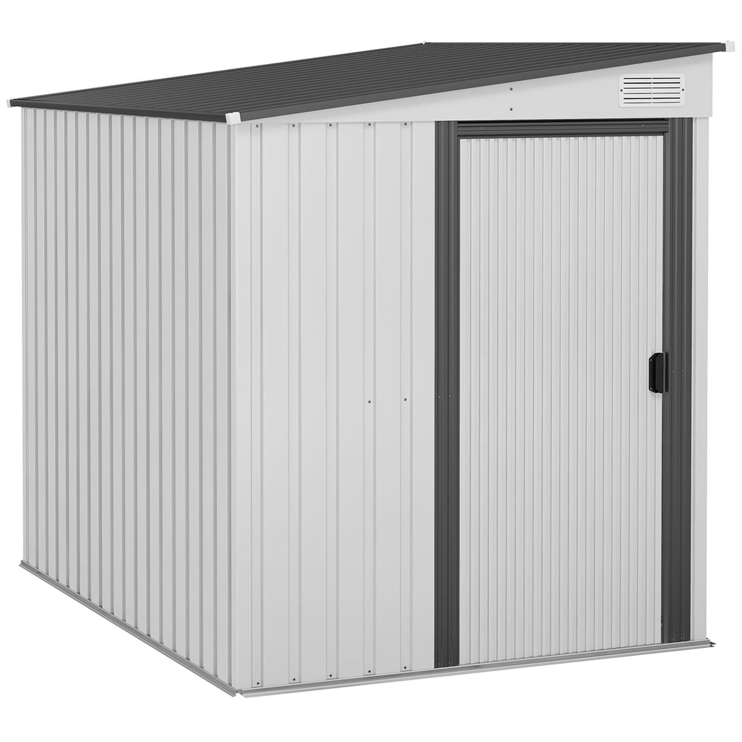 7 x 5ft Galvanised Metal Shed, with Sliding Door, two hooks and adjustable shelves - White