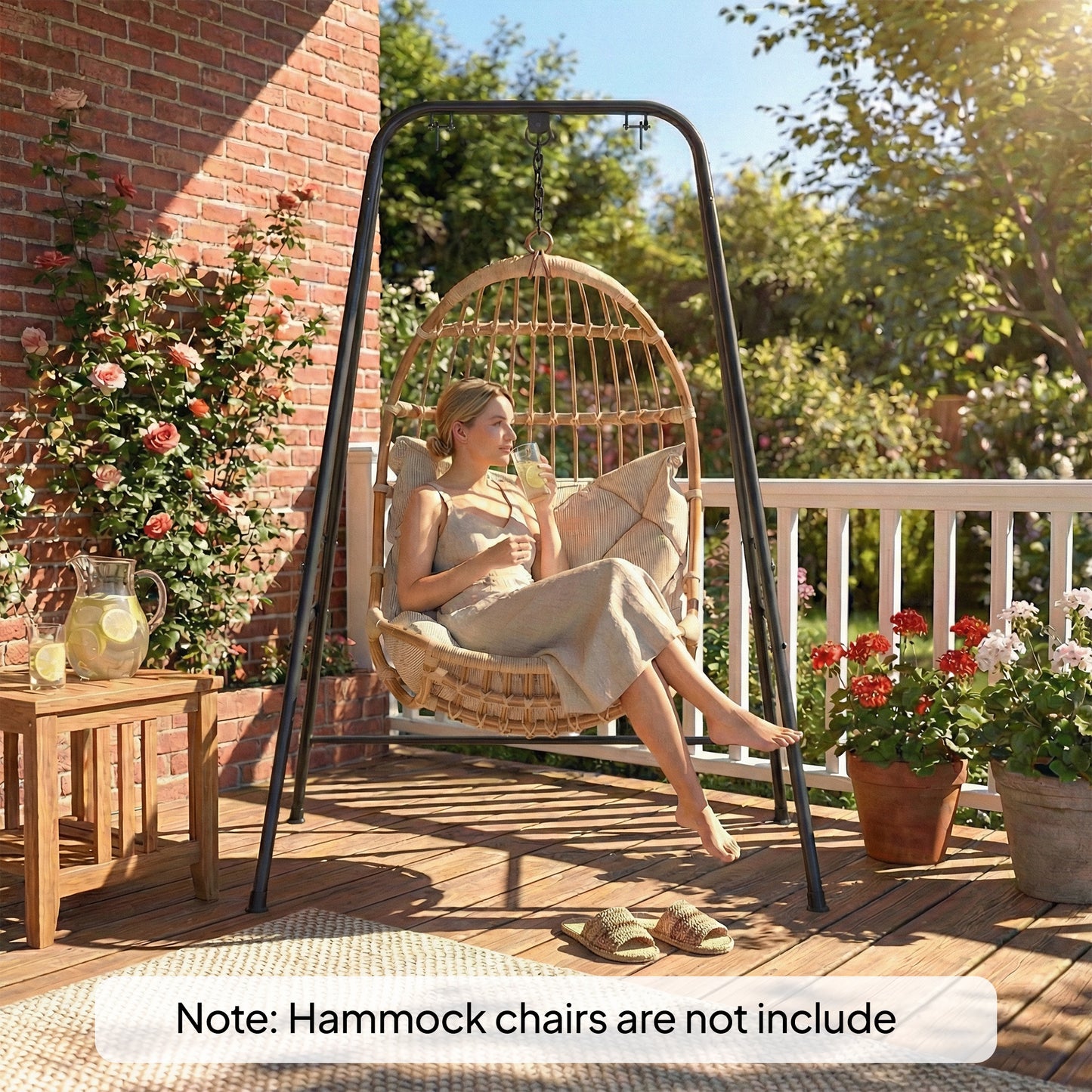 Hammock Chair Stand Only, 150KG Load Capacity, for Indoor Outdoor, Black
