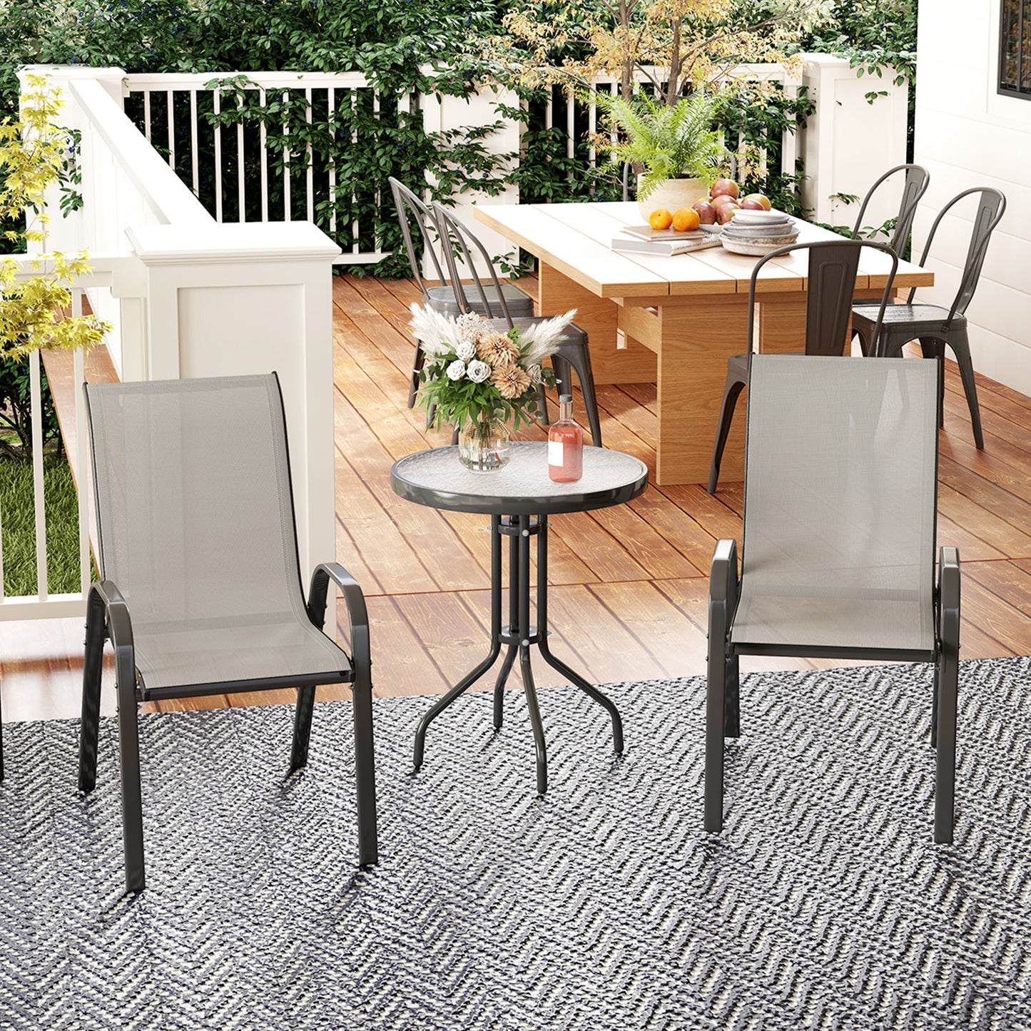 Three-Piece Outdoor Garden Set - Light Grey