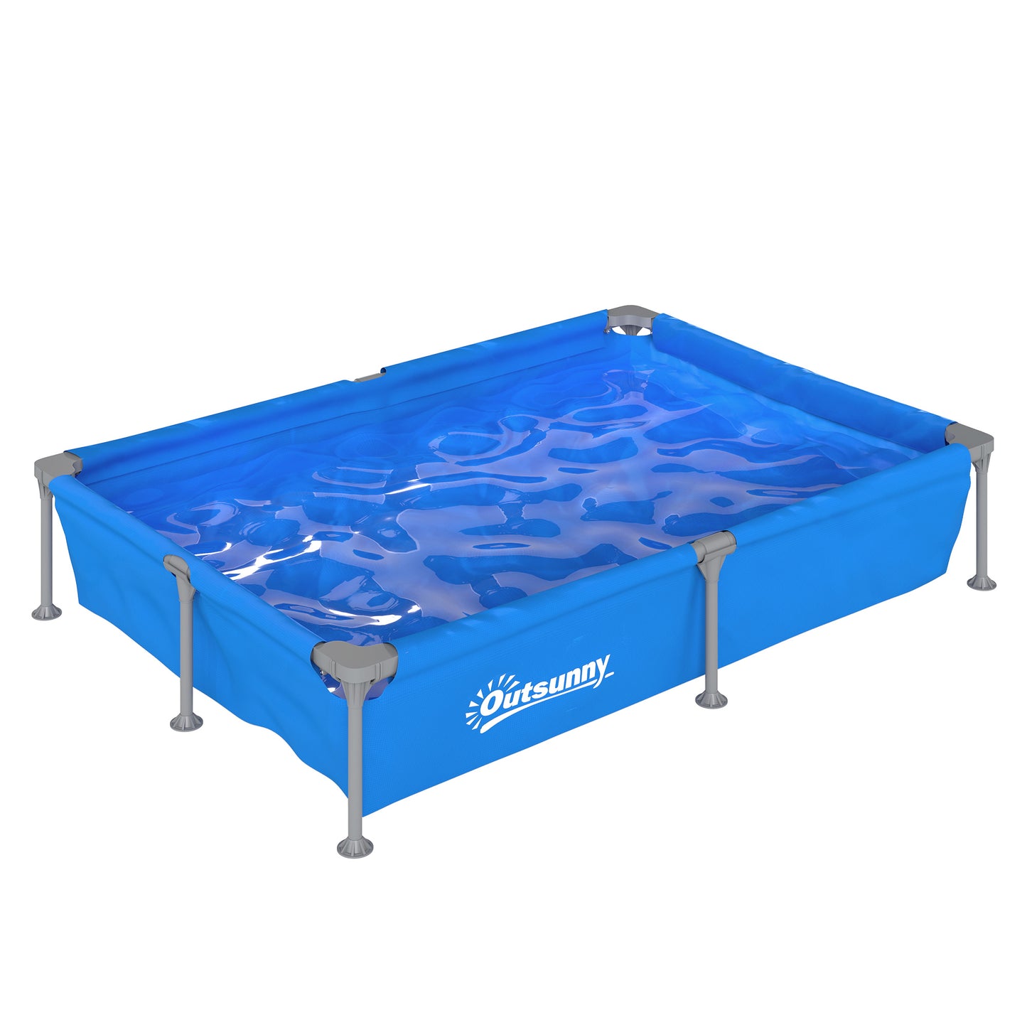 Metal Frame Swimming Pool, Rectangular Above Ground Frame Pool with Repair Patch, 229 x 160 x 43 cm, Blue