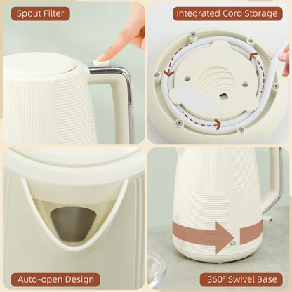 Kettle and Toaster Set, 1.7L 3000W Fast Boil Kettle & 2 Slice Toaster Kitchen Set with 7 Level Browning Controls, Defrost