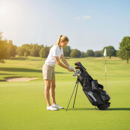 Golf Stand Bag 6 Way Full-Length Dividers, Waterproof Golf Bag with 5 Pockets, Grey
