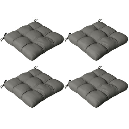 4-Piece Seat Cushion Pillows Replacement, Patio Chair Cushions Set with Ties for Indoor Outdoor, Charcoal Grey