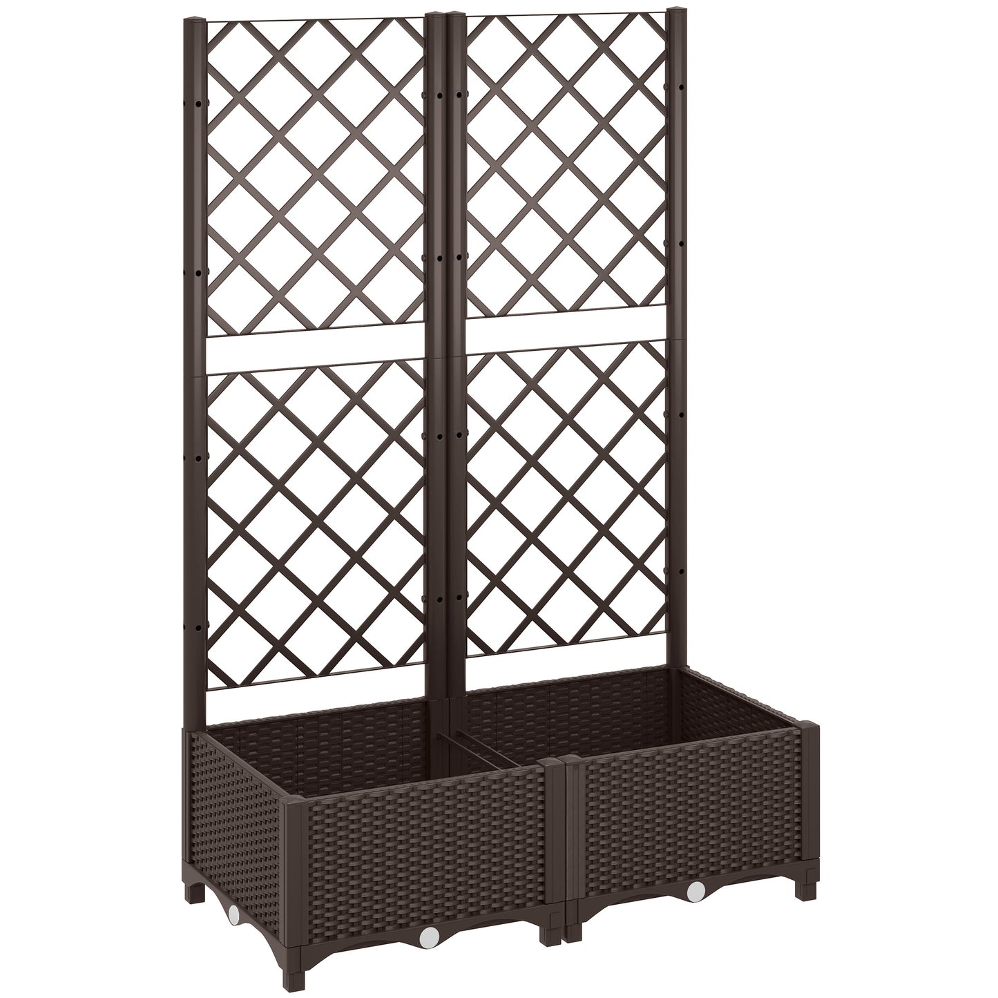 Raised Garden Bed with Trellis, Plastic Planter Box with Drainage Holes