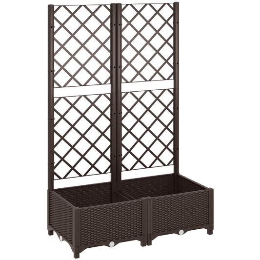 Raised Garden Bed with Trellis, Plastic Planter Box with Drainage Holes