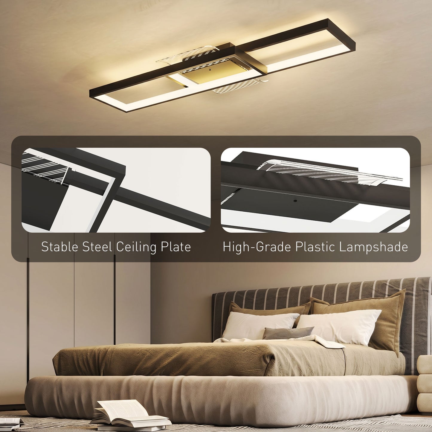 LED Ceiling Light, Modern Dimmable Ceiling Light with Wall Switch & Remote Control