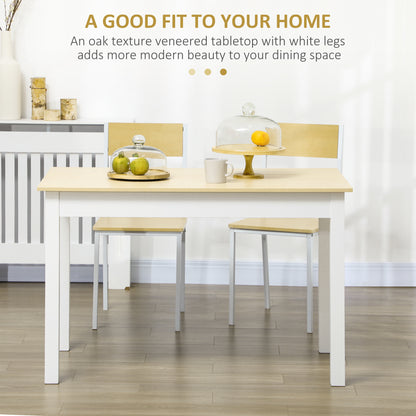 Dining Table for 4 to 6, Modern Kitchen Table with Wood Effect Tabletop, Thick Legs, 120L x 70W x 75Hcm, for Dining Room