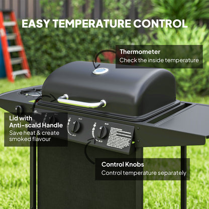 Four Burner Gas Grill BBQ - Black