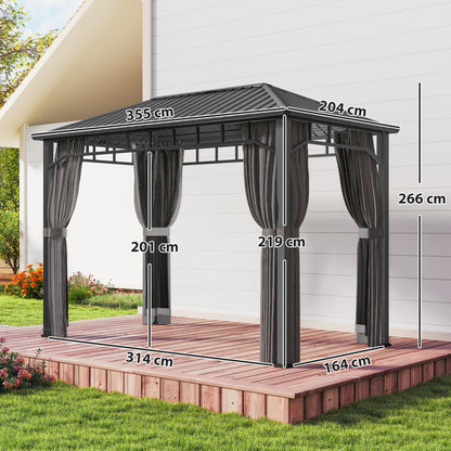 2 x 3.5 m Hardtop Gazebo with Galvanised Steel Roof, Waterproof Permanent Pavilion Garden Gazebo