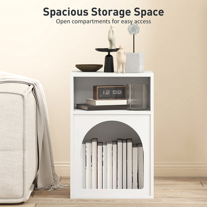 Bedside Table with 2 Open Compartments - White