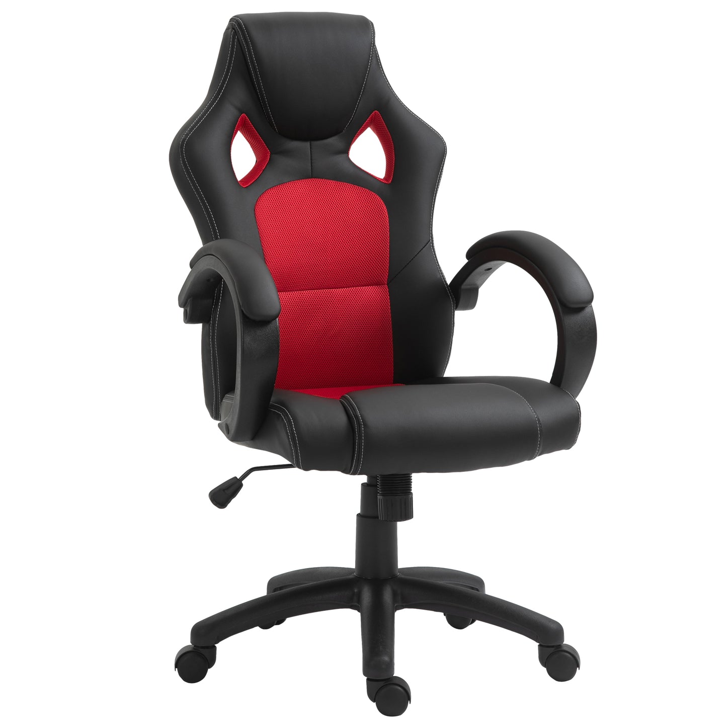 Office Chair Faux Leather Swivel Computer Desk Chair for Home Office with Wheels Armrests Black