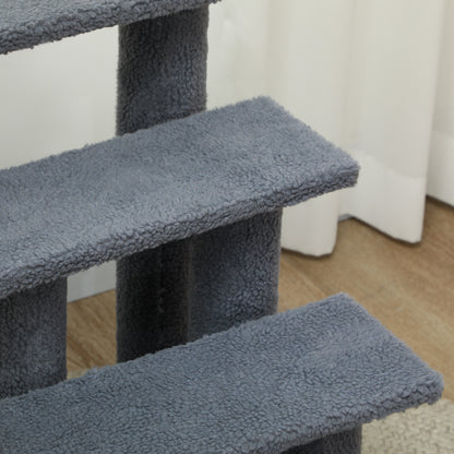 Dog Steps for Bed 4 Step Pet Stairs for Sofa Dog Cat Climb Ladder 63x43x60 cm Grey