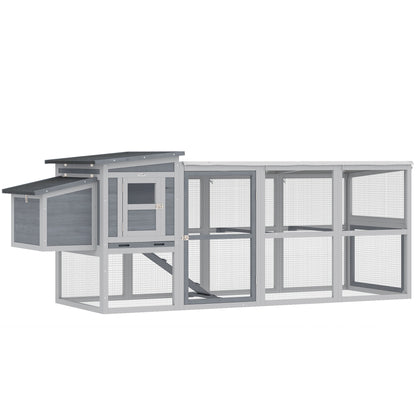 Large Chicken Coop, Wooden Hen House with Covered Run, Nesting Box, Pull-Out Tray, Opening Asphalt Roof