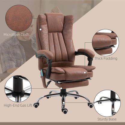Office Chair with Massage and Heat, Microfibre Reclining Computer Desk Chair with Footrest and Adjustable Height
