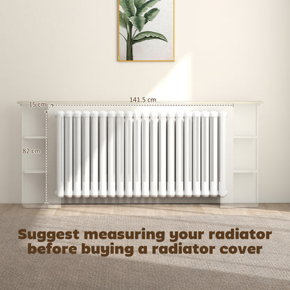 Radiator Cover with Open Storage Shelves, Vertical Slatted Cabinet Shelf Heater Cover for Living Room, Hallway, Extra Large