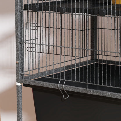 5 Levels Rolling Small Animal Cage with Non Slip Ramps, Slide Out 16cm Deep Tray, 88 x 48 x 150.5cm, Dark Grey