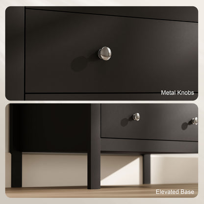 5 Drawer Dresser for Bedroom, Modern Chest of Drawers, Wide Storage Unit for Living Room, Hallway, Black