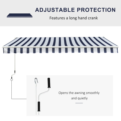 Manual Retractable Awning, 3x2.5 m-Blue/White Stripes