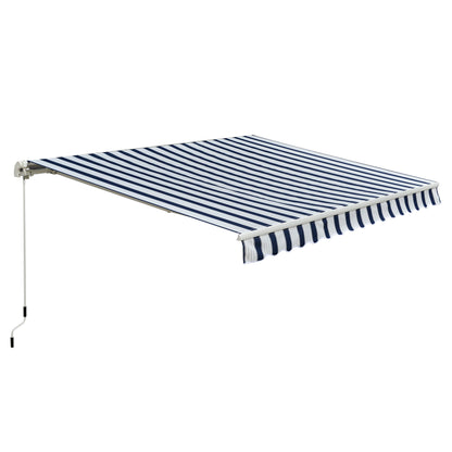 Manual Retractable Awning, 3x2.5 m-Blue/White Stripes