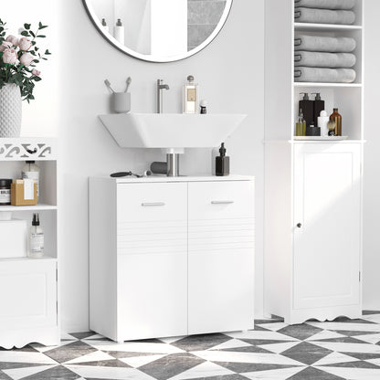 Under Sink Cabinet, Bathroom Vanity Unit, Pedestal Under Sink Design, Storage Cupboard with Adjustable Shelf, High Gloss