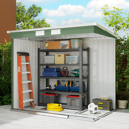 7 x 4ft Galvanised Steel Garden Shed, with Foundation Kit - Green