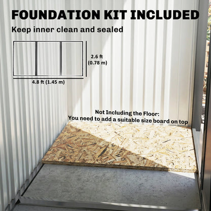 Metal Garden Shed, Outdoor Lean-to Shed for Tool Motor Bike, with Adjustable Shelf, Lock, Gloves, 5'x3'x6', Dark Grey