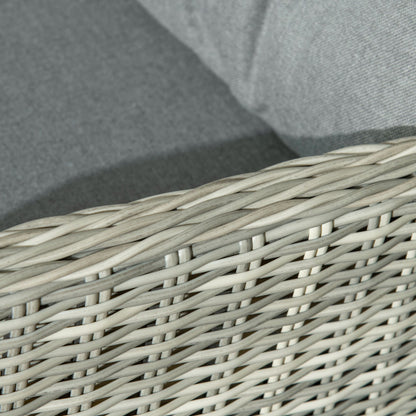 5 Pieces Rattan Bistro Set with Adjustable Back, Reclining Wicker Balcony Furniture with Cushions